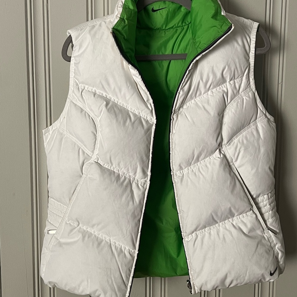 Nike Y2K Reversible Down Puffer Vest White/Neon Green Size small